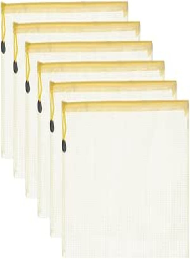3A S-6004 Plastic Zipper File 24 * 32 cm 6 Pieces - Yellow